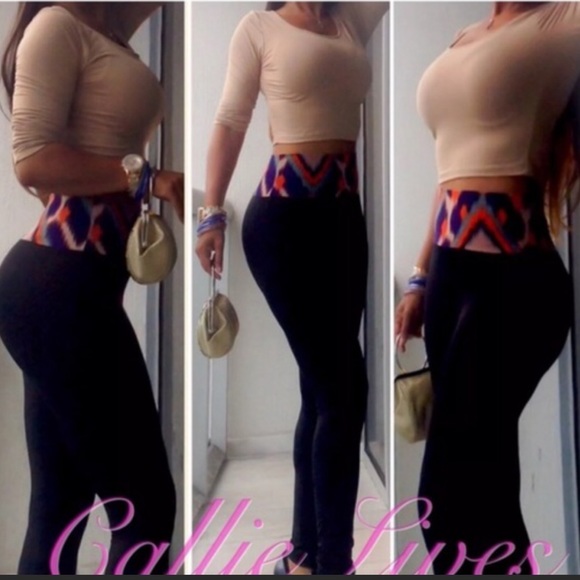 Callie Aztec: High Waist Black Yoga Leggings XL - Picture 3 of 4